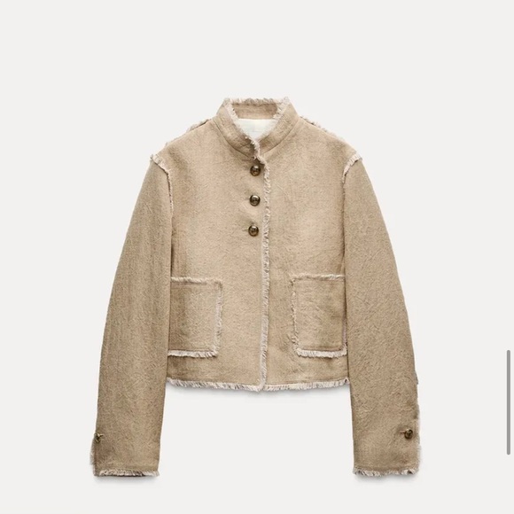 ZARA SHORT 100% LINEN JACKET ZW COLLECTION $129.00 Size XS NWT - Picture 1 of 13